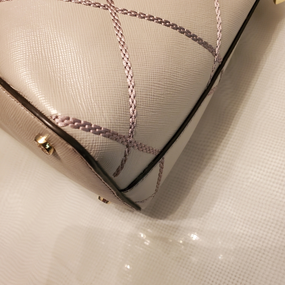 ☑️TORY BURCH GRAY ROBINSON DOME SATCHEL GORGEOUS EUC - Picture 8 of 13